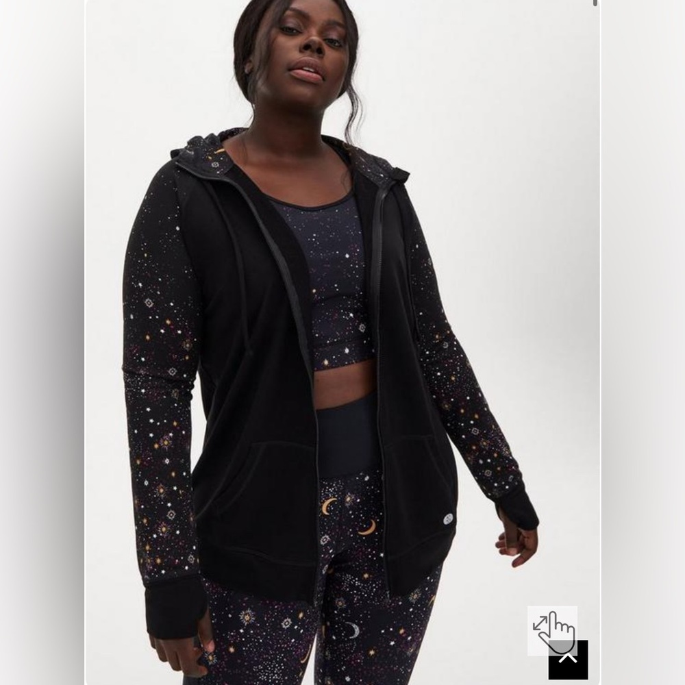 Torrid Relaxed Fit Active Zip Up Hoodie Black Cosmo